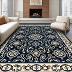 Dark Floral Medallion Patterned Rug