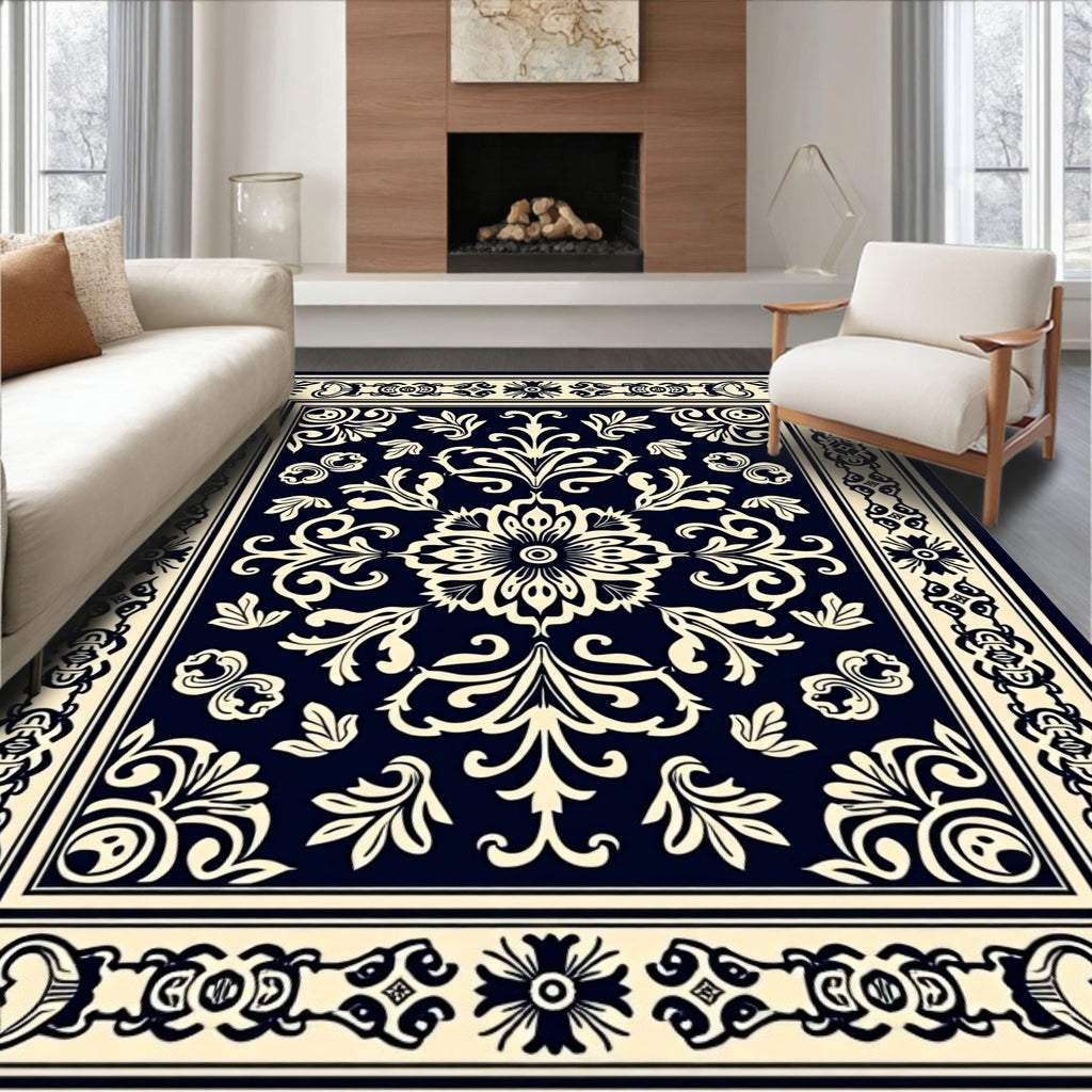 Classic Floral Ornament Patterned Rug