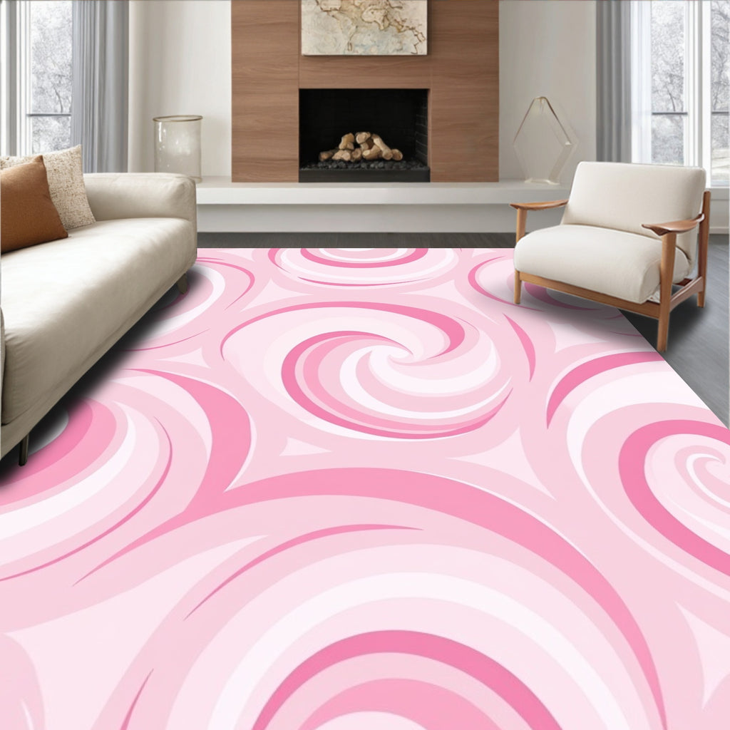 Pink Swirl Abstract Pattern Design Rug