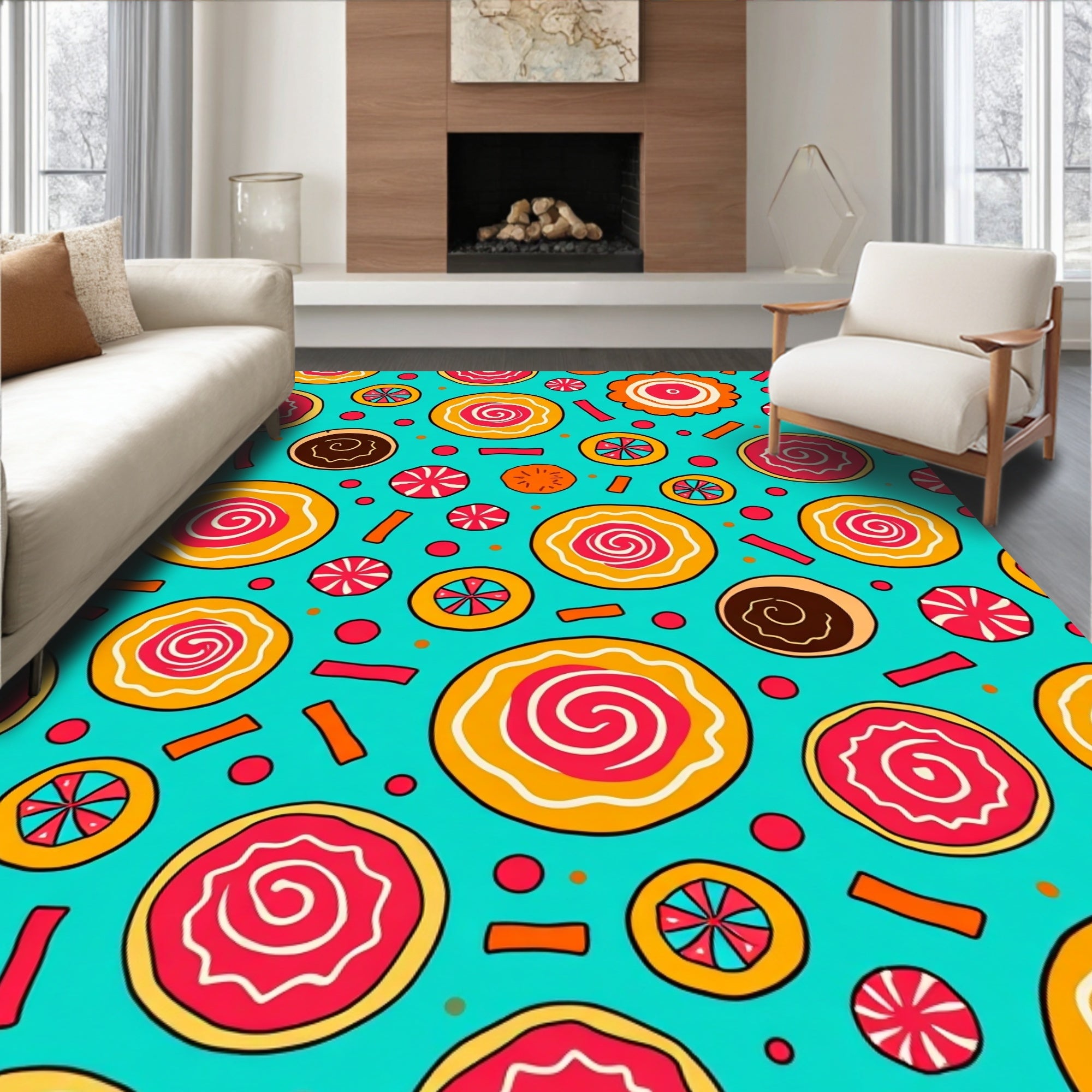 Whimsical Candy Swirl Pattern Design Rug