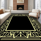 Pale Yellow Art Deco Geometric Border Rug
