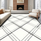 Diagrammatic Black White Intersecting Lines Rug