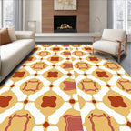 Geometric Ochre Terracotta Overlay Rug