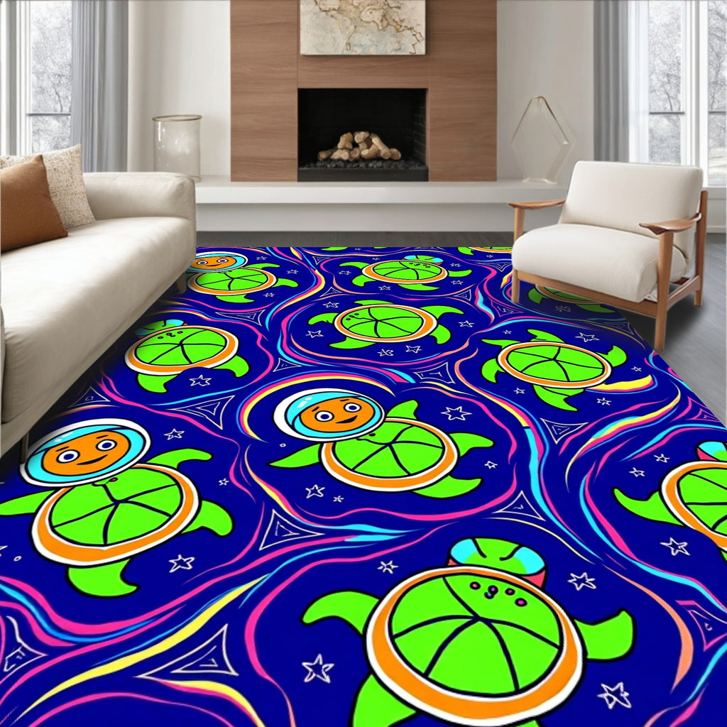Cute Astronaut Turtles In Space Rug