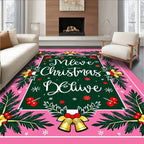 Merry Christmas Believe Holly Bells Rug