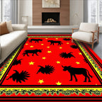 Bold Bull Star Red Border Rug