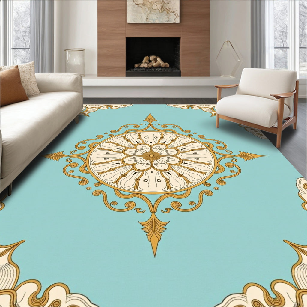 Classic Floral Inlay Medallion Pattern Rug