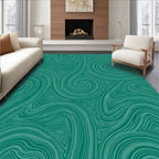 Abstract Swirl Triangle Teal Pattern Rug