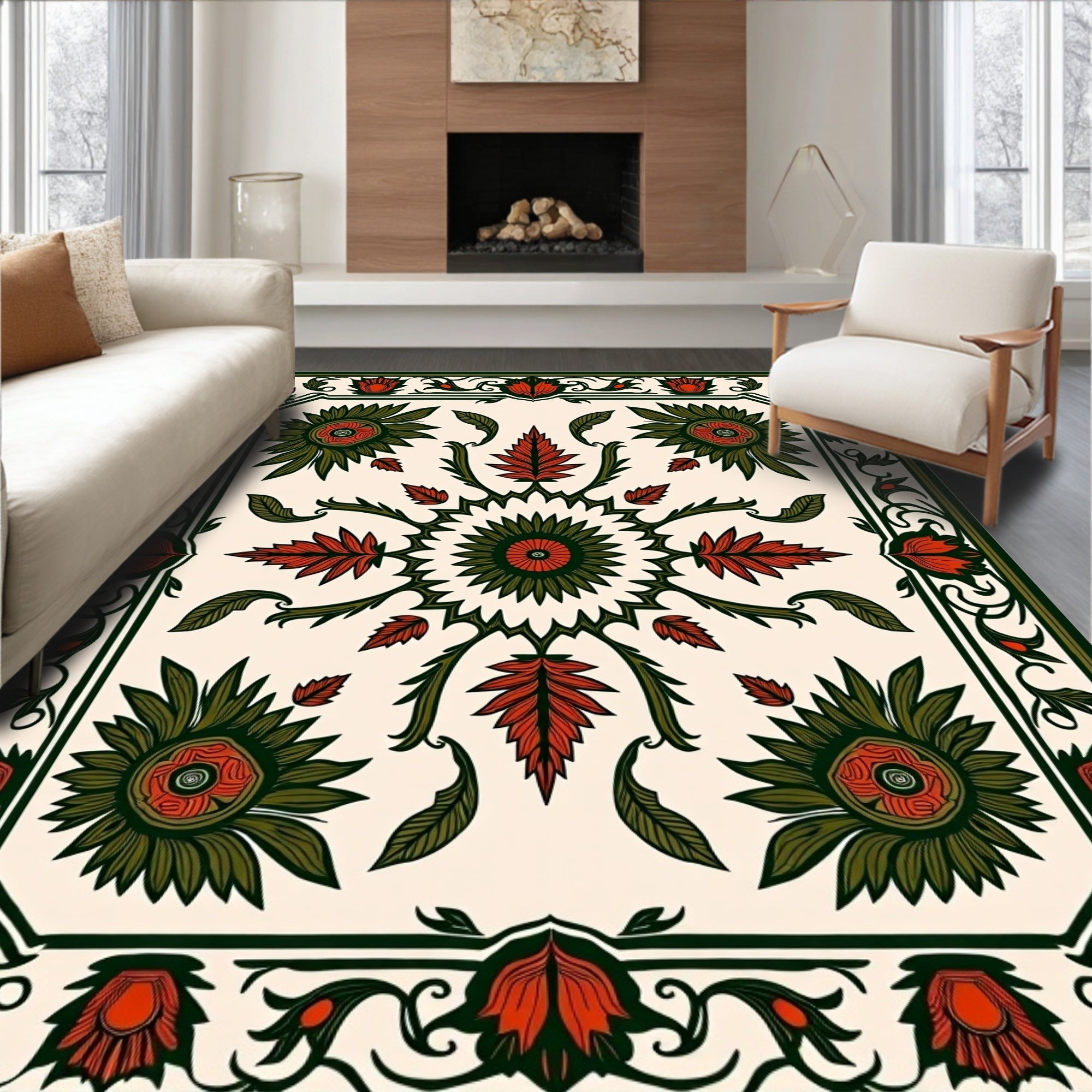 Vintage Floral Medallion Inspired Rug