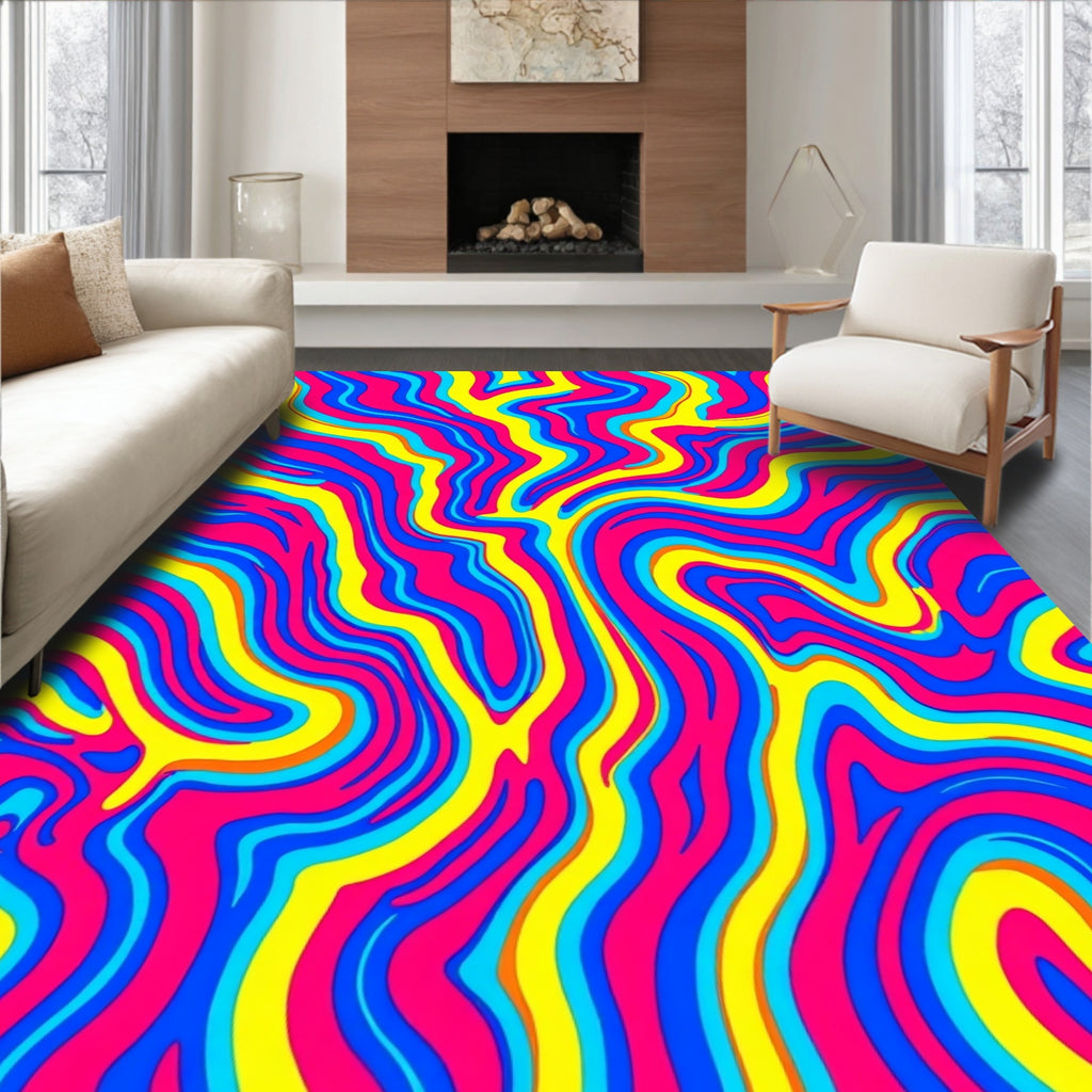 Vibrant Swirl Marble Pattern Rug