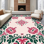 Ornate Floral Leaf Pattern Rug