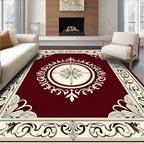 Ornate Floral Scroll Border Design Rug