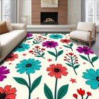 Bold Floral Pattern With Red Accents Rug