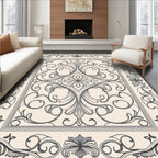 Vintage Scrollwork Floral Square Design Rug