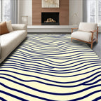 Navy Blue Wavy Lines Rug