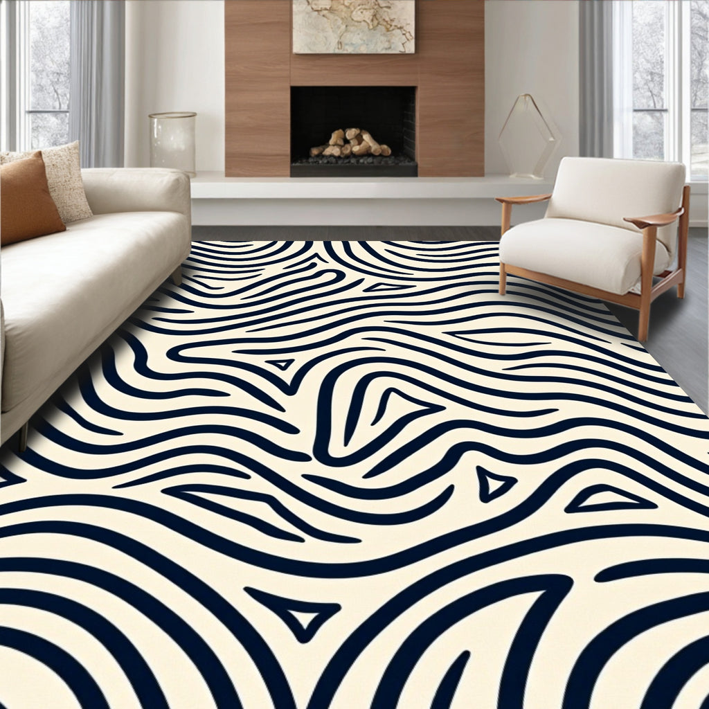 Abstract Wavy Stripe Pattern Rug