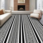 Black White Striped Zigzag Pattern Rug