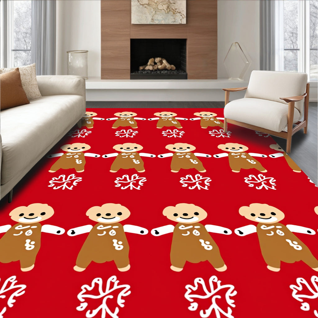 Kawaii Gingerbread Friends Red Rug