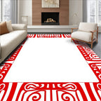 Bold Red Tribal Geometric Border Rug