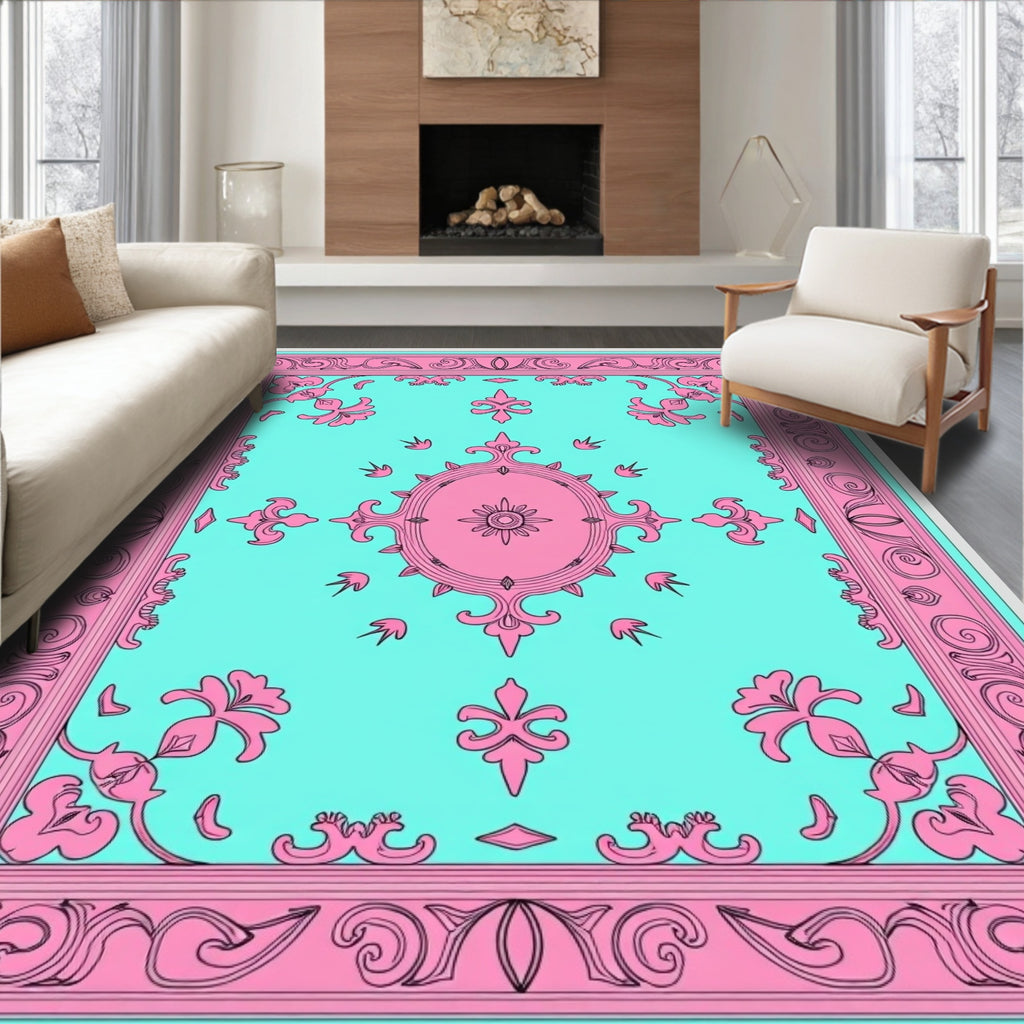 Eclectic Floral Border Pattern Rug