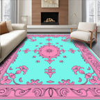 Eclectic Floral Border Pattern Rug