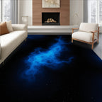Cosmic Blue Swirls Starry Night Design Rug