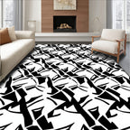 Bold Abstract Black White Pattern Rug