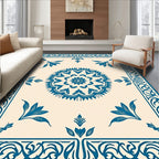 Classic Blue Floral Mandala Pattern Rug