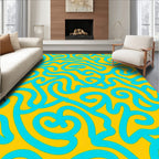 Bold Blue Swirls Abstract Pattern Rug