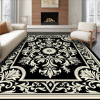 Classic Floral Symmetry On Black Rug
