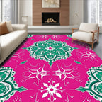 Vibrant Magenta Emerald Medallion Tapestry Rug