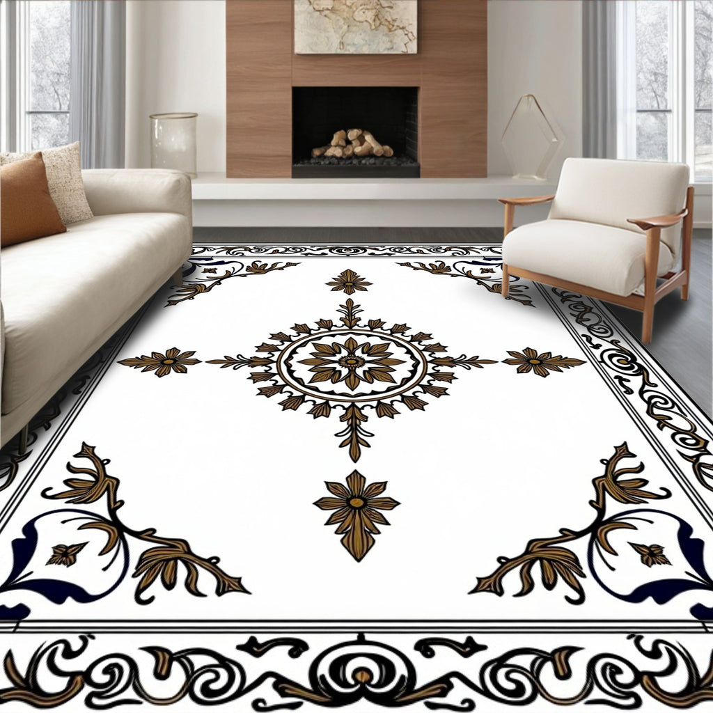 Classic Floral Border With Central Medallion Rug
