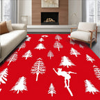 Red Forest Wildlife Trees Rug