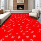 Red Field White Scattered Stars Strokes Rug
