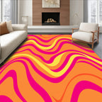 Bold Pink And Orange Waves Rug