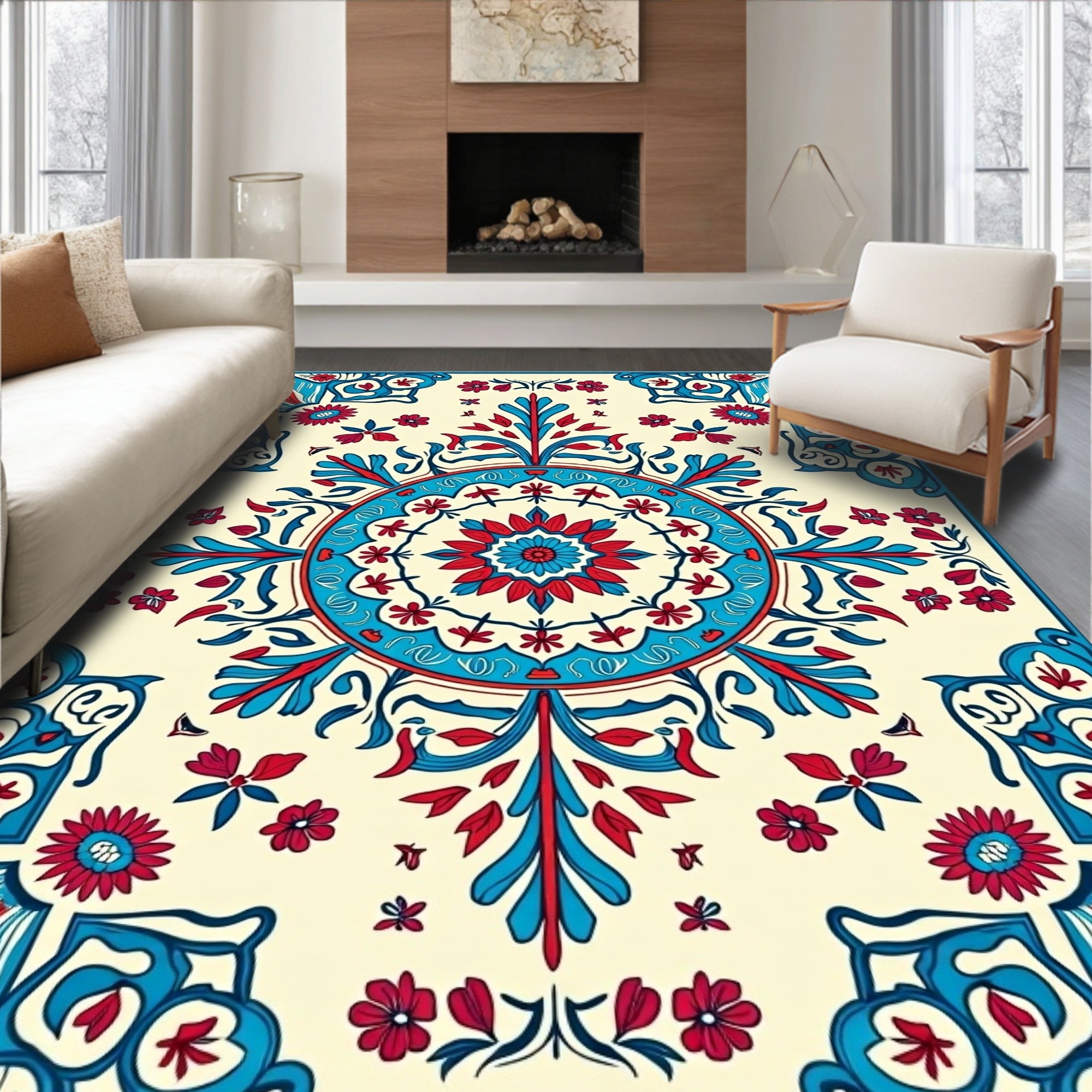 Mandala Inspired Floral Pattern Rug