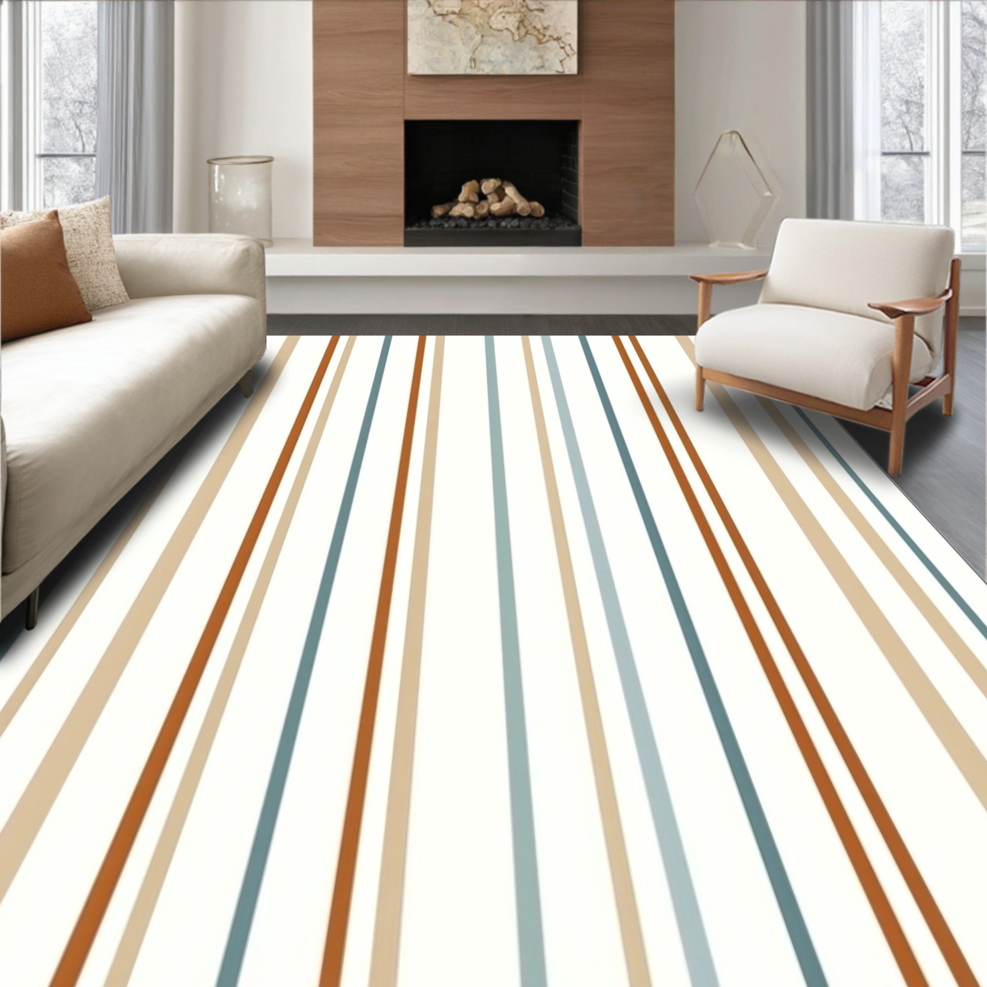 Striped Design With Warm Earthy Tones Rug