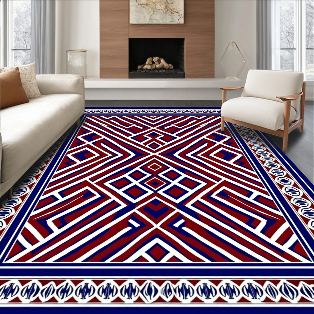 Geometric Stripes Diamond Pattern Rug