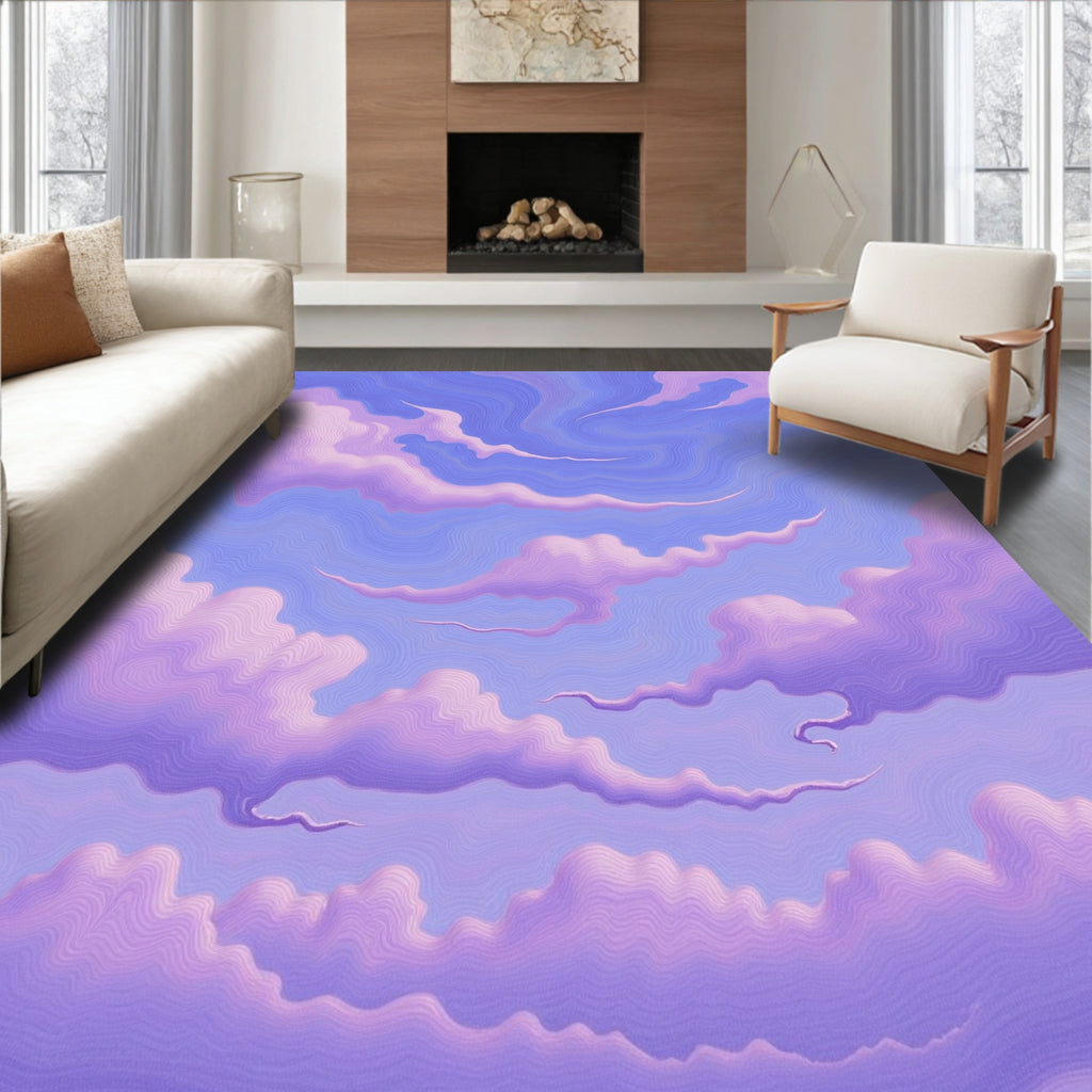 Pastel Sky Swirl Abstract Rug