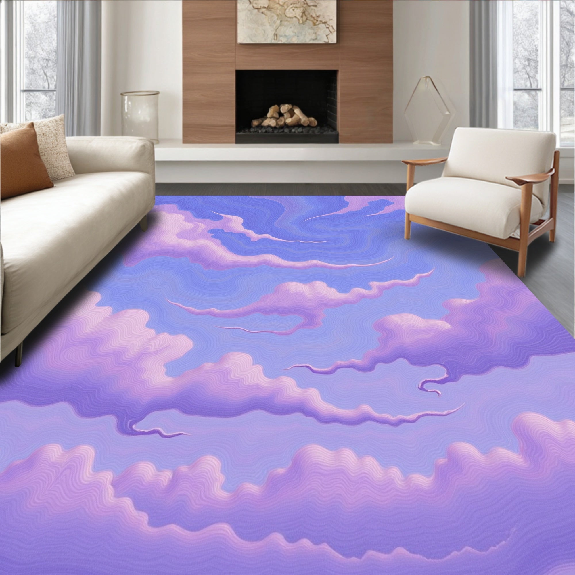 Pastel Sky Swirl Abstract Rug