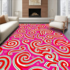 Pink Swirls Candy Cane Stripes Rug