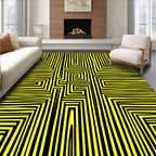 Bold Yellow And Black Maze Pattern Rug