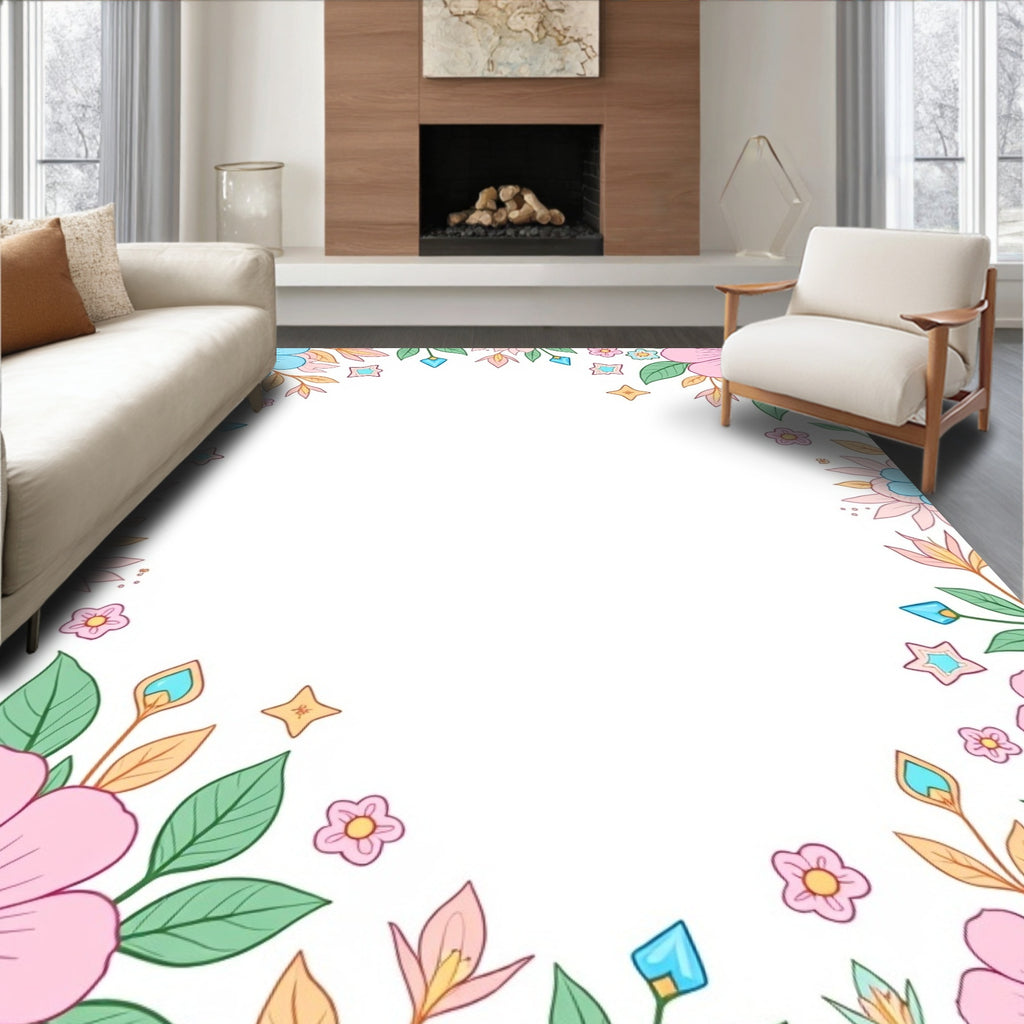 Sweet Floral Border Design Rug