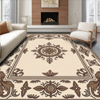 Ornate Floral Motif Bordered Rug