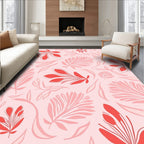 Coral Floral And Leaf Pattern Rug