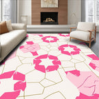 Modern Pink Geometric Star Burst Rug