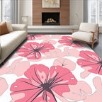 Sweet Pink Floral Sketch Rug