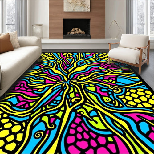Abstract Neural Vine Pattern Rug