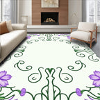 Elegant Lavender Floral Vine Crest Rug