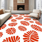 Classic Red Leaf Pattern Rug